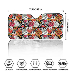 Asian Chrysanthemum Pattern Print Car Windshield Sun Shade