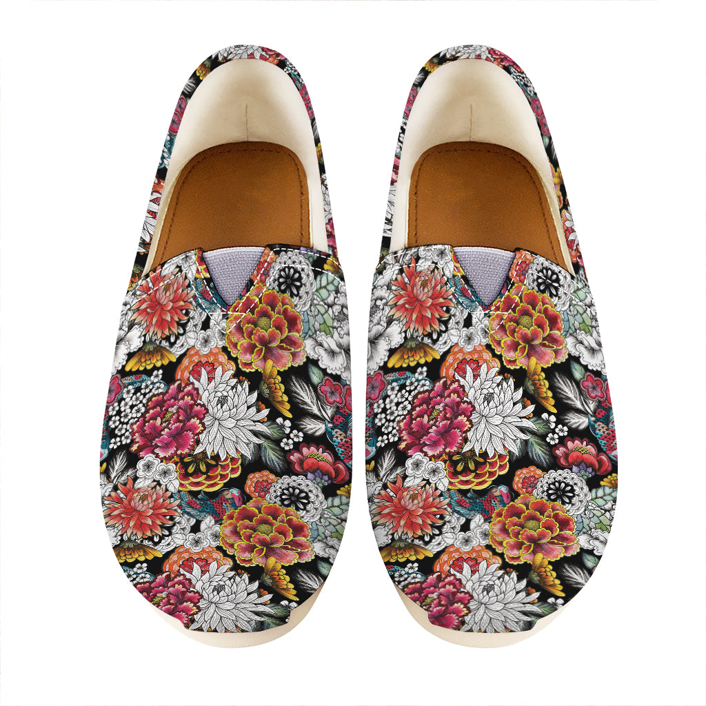 Asian Chrysanthemum Pattern Print Casual Shoes