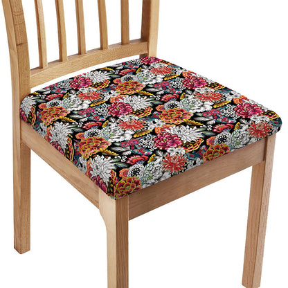 Asian Chrysanthemum Pattern Print Chair Cushion Cover