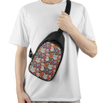 Asian Chrysanthemum Pattern Print Chest Bag