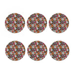 Asian Chrysanthemum Pattern Print Coaster Set