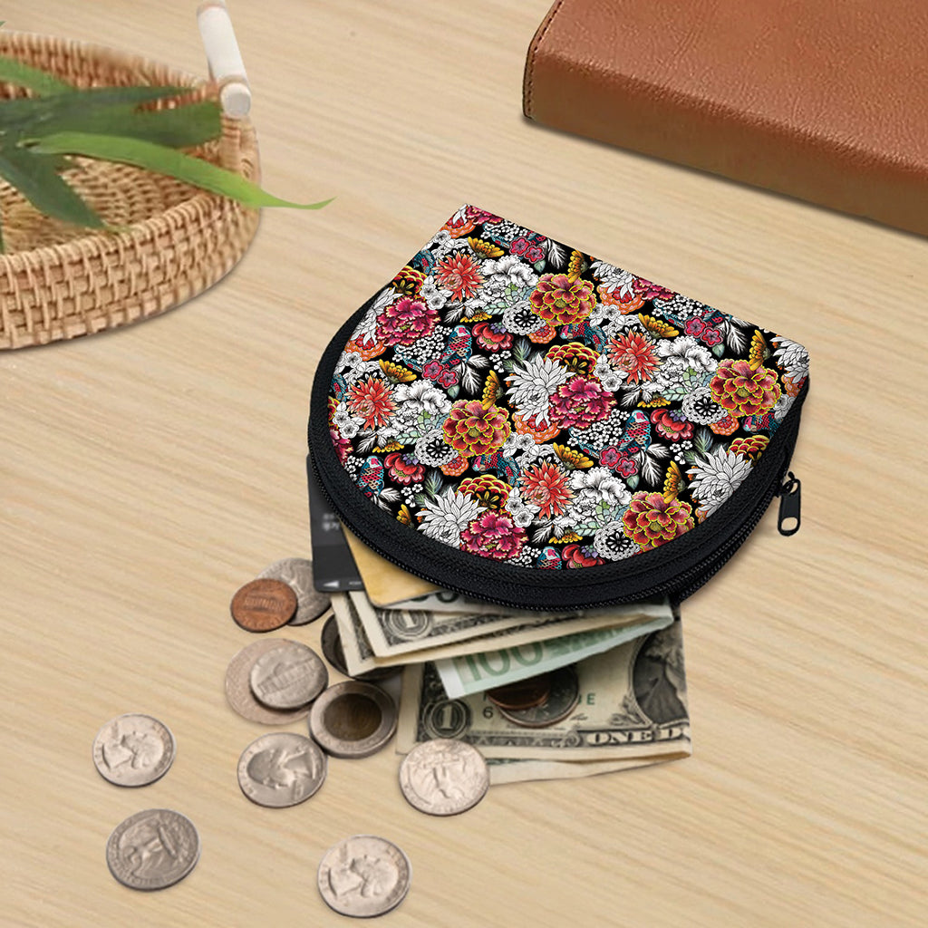 Asian Chrysanthemum Pattern Print Coin Purse