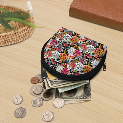 Asian Chrysanthemum Pattern Print Coin Purse