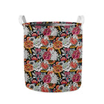 Asian Chrysanthemum Pattern Print Collapsible Laundry Basket