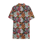 Asian Chrysanthemum Pattern Print Cotton Hawaiian Shirt