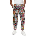 Asian Chrysanthemum Pattern Print Cotton Sweatpants