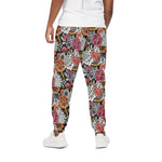 Asian Chrysanthemum Pattern Print Cotton Pants