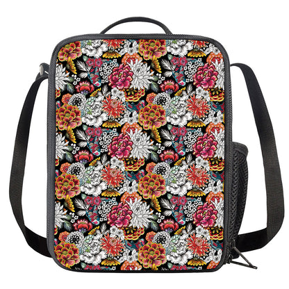 Asian Chrysanthemum Pattern Print Crossbody Lunch Bag