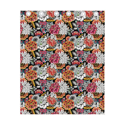 Asian Chrysanthemum Pattern Print Curtain