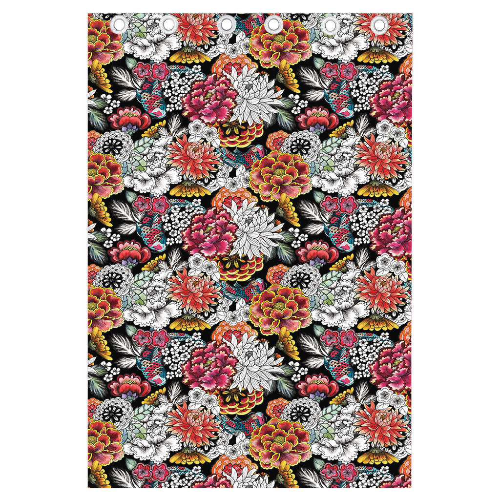 Asian Chrysanthemum Pattern Print Curtain