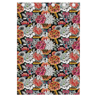 Asian Chrysanthemum Pattern Print Curtain