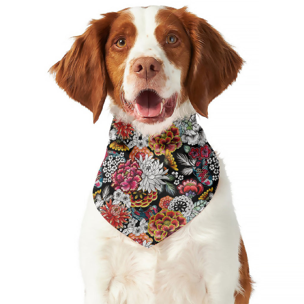 Asian Chrysanthemum Pattern Print Dog Bandana