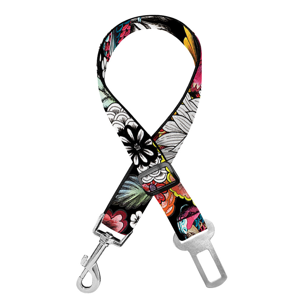 Asian Chrysanthemum Pattern Print Dog Seat Belt