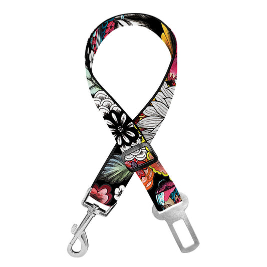 Asian Chrysanthemum Pattern Print Dog Seat Belt