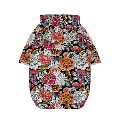 Asian Chrysanthemum Pattern Print Dog Zip Up Hoodie