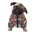 Asian Chrysanthemum Pattern Print Dog Zip Up Jacket