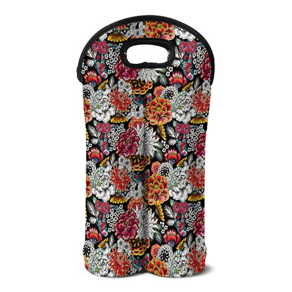 Asian Chrysanthemum Pattern Print Double Neoprene Wine Tote