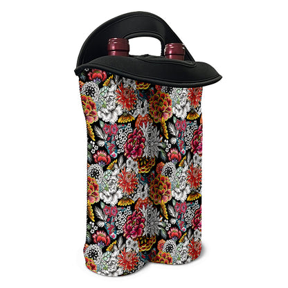 Asian Chrysanthemum Pattern Print Double Neoprene Wine Tote