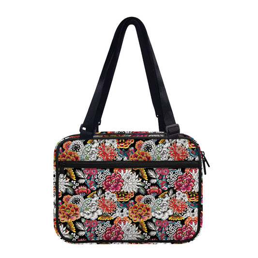 Asian Chrysanthemum Pattern Print Double Strap Bible Bag