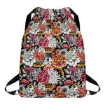 Asian Chrysanthemum Pattern Print Drawstring Backpack