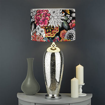 Asian Chrysanthemum Pattern Print Drum Lamp Shade