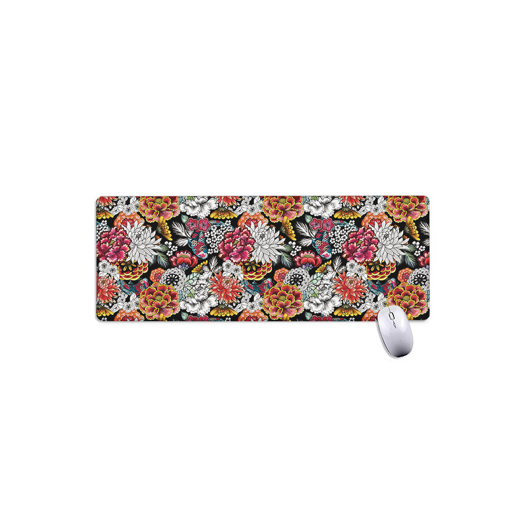 Asian Chrysanthemum Pattern Print Extended Mouse Pad
