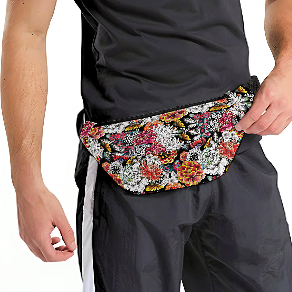 Asian Chrysanthemum Pattern Print Fanny Pack