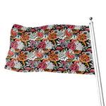 Asian Chrysanthemum Pattern Print Flag