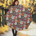 Asian Chrysanthemum Pattern Print Foldable Umbrella