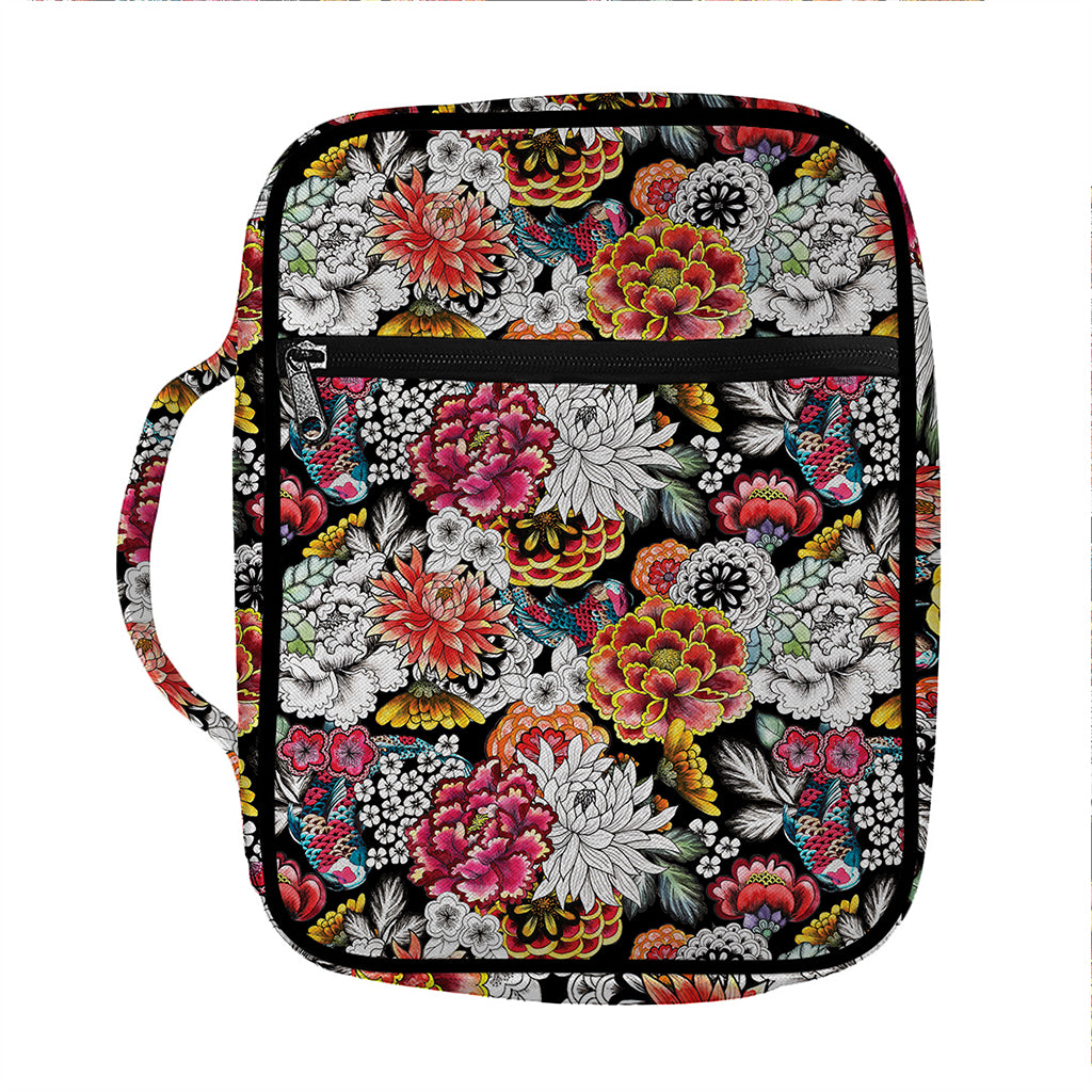Asian Chrysanthemum Pattern Print Front Pocket Bible Bag