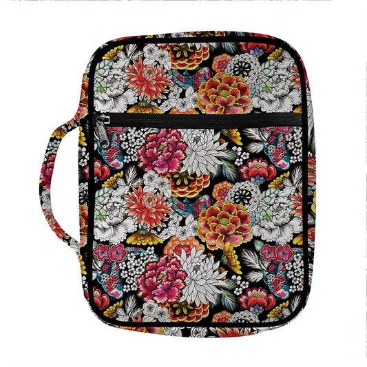 Asian Chrysanthemum Pattern Print Front Pocket Bible Bag