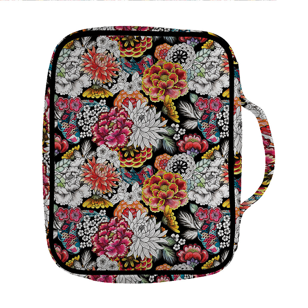 Asian Chrysanthemum Pattern Print Front Pocket Bible Bag