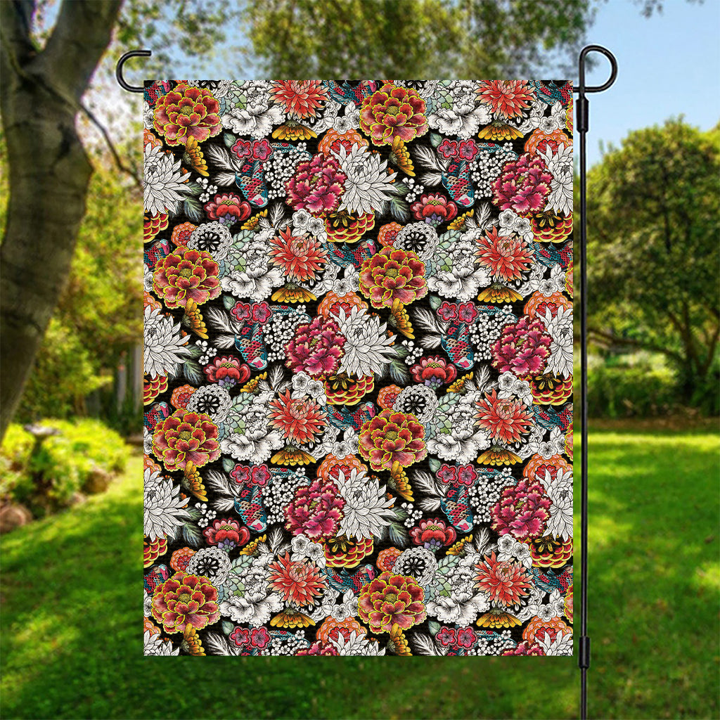 Asian Chrysanthemum Pattern Print Garden Flag