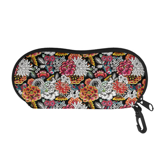Asian Chrysanthemum Pattern Print Glasses Case