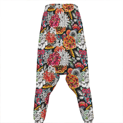 Asian Chrysanthemum Pattern Print Hammer Pants