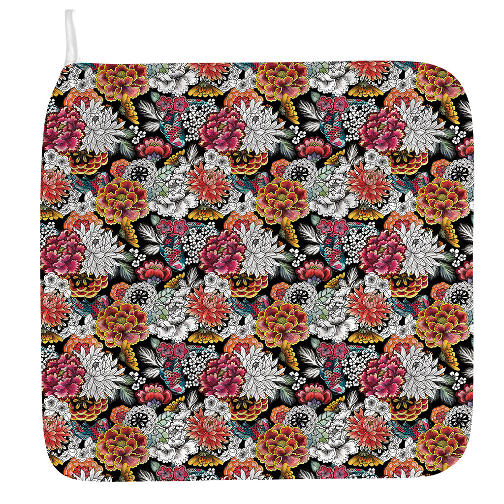 Asian Chrysanthemum Pattern Print Hand Towel