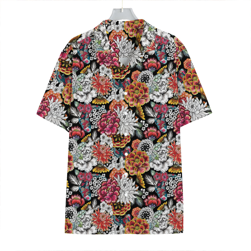 Asian Chrysanthemum Pattern Print Hawaiian Shirt