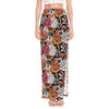 Asian Chrysanthemum Pattern Print High Slit Maxi Skirt