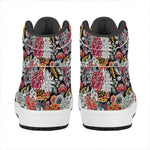 Asian Chrysanthemum Pattern Print High Top Leather Sneakers