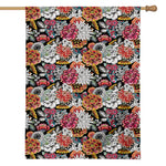 Asian Chrysanthemum Pattern Print House Flag