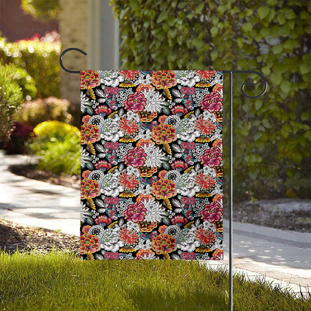 Asian Chrysanthemum Pattern Print House Flag