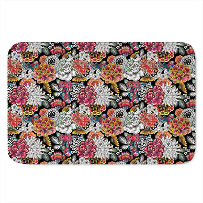 Asian Chrysanthemum Pattern Print Indoor Door Mat
