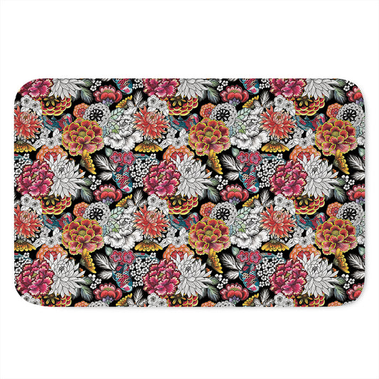 Asian Chrysanthemum Pattern Print Indoor Door Mat