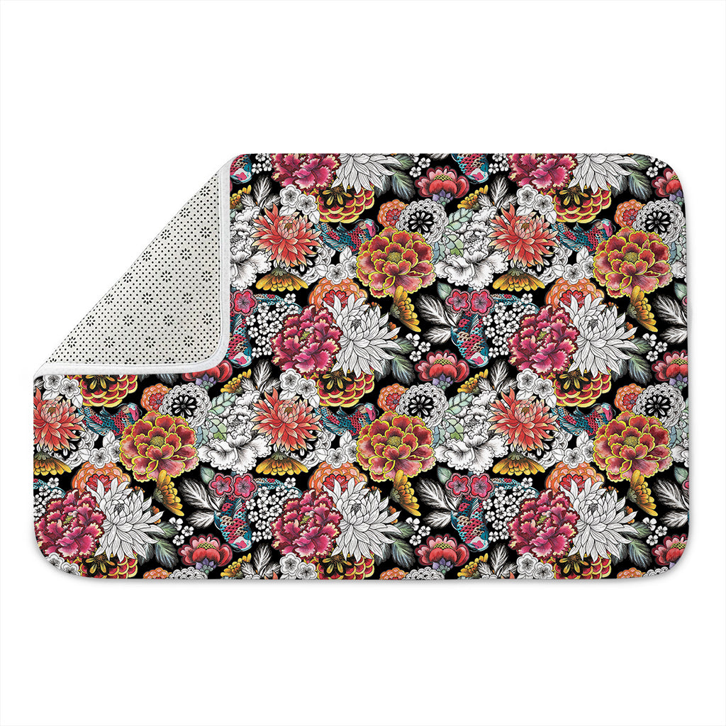 Asian Chrysanthemum Pattern Print Indoor Door Mat