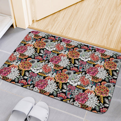 Asian Chrysanthemum Pattern Print Indoor Door Mat