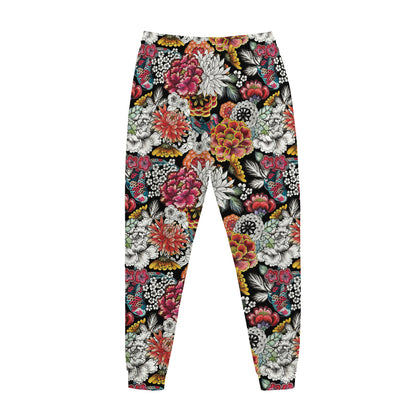 Asian Chrysanthemum Pattern Print Jogger Pants