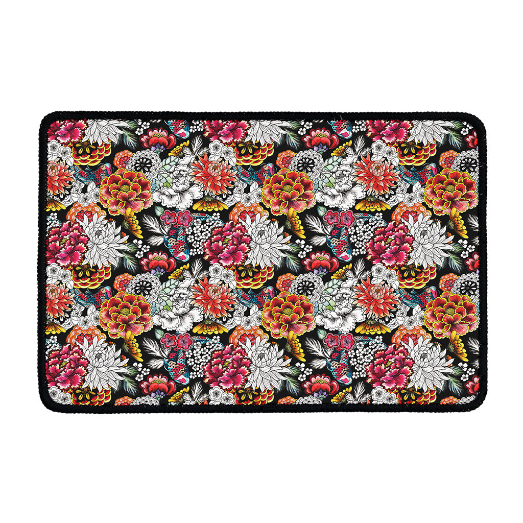 Asian Chrysanthemum Pattern Print Kitchen Mat