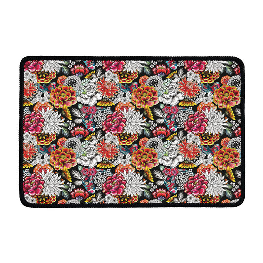 Asian Chrysanthemum Pattern Print Kitchen Mat