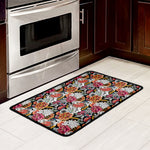 Asian Chrysanthemum Pattern Print Kitchen Mat