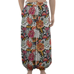 Asian Chrysanthemum Pattern Print Lantern Pants